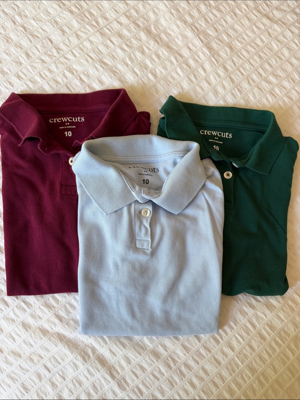 Crewcuts Polo Trio - Forest Green, Sky Blue, Maroon